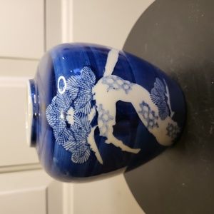 Takahashi San Francisco Hand-Painted Porcelain Blue & White Bonsai Tree Vintage